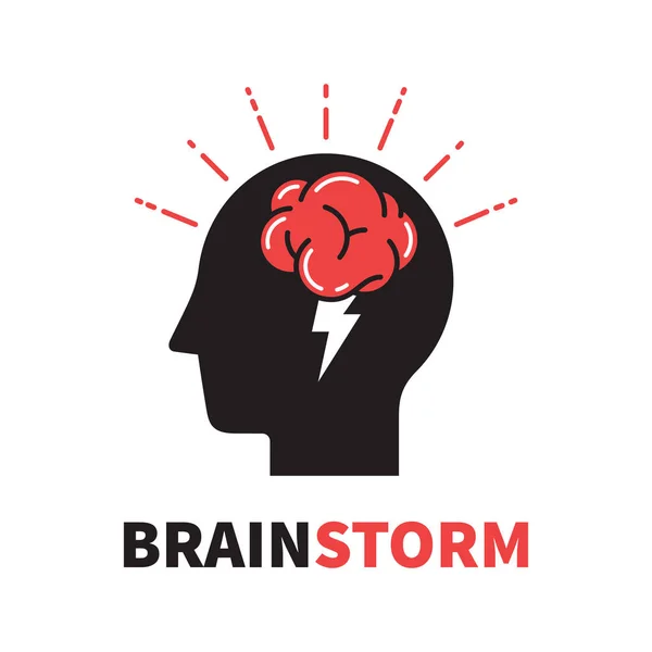 แนวคิดเรื่องพายุสมอง ความคิดทางธุรกิจและการศึกษา, นวัตกรรมและไอคอนคําตอบ . — ภาพเวกเตอร์สต็อก
