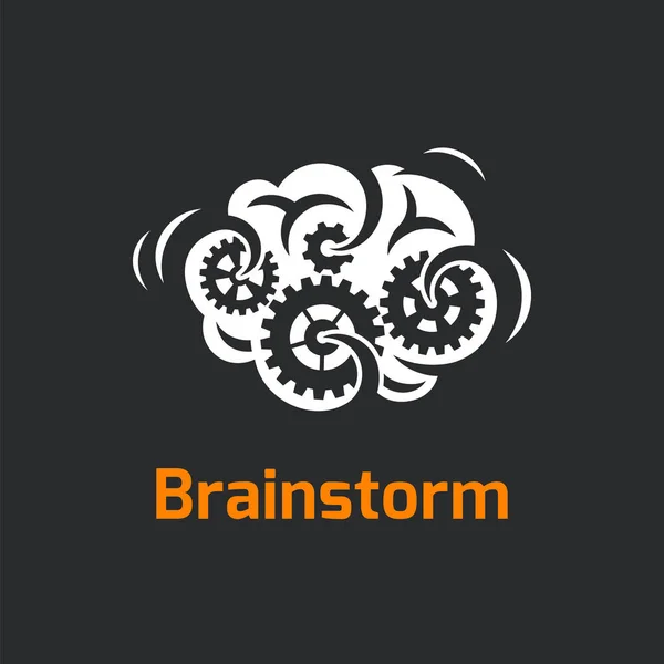 Brain and gear icon, brainstorm concept. — Stock Vector