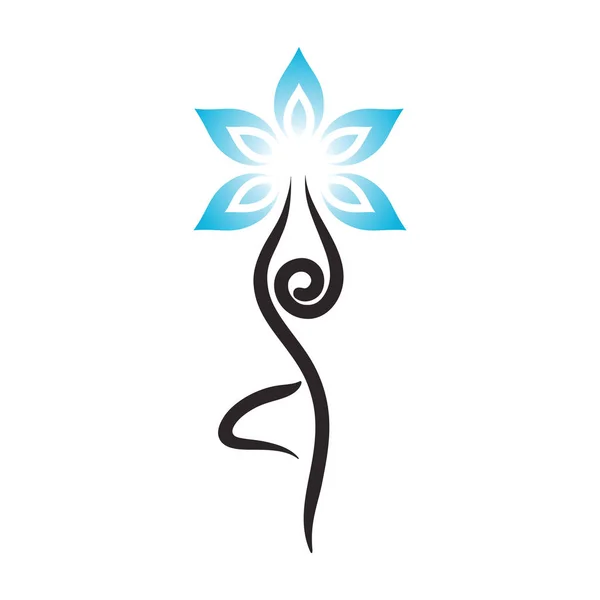 Emblema de ioga com pose de árvore abstrata . — Vetor de Stock