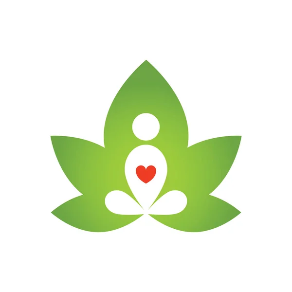 Yoga lotus pose, yoga love stylized vector icon. — Stock Vector