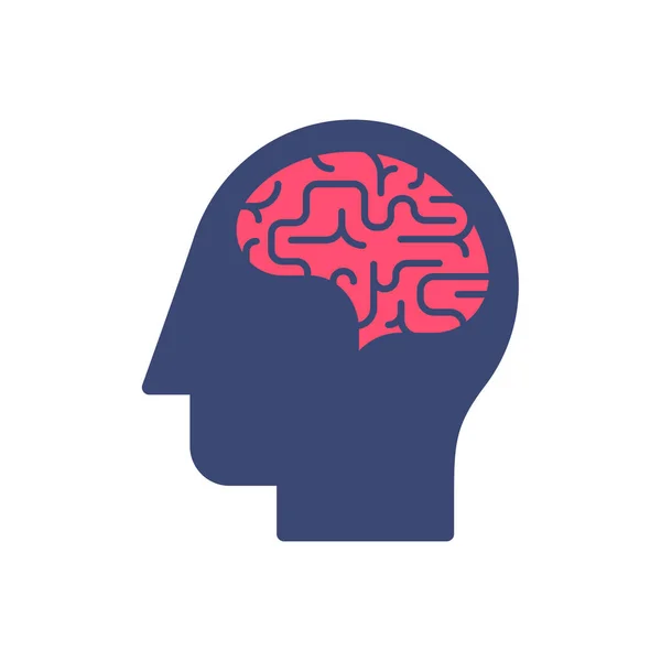 Human head and brain vector icon. Mind concept. — Stock Vector