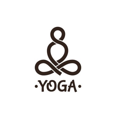 Yoga lotus poz, stilize vektör simgesi.