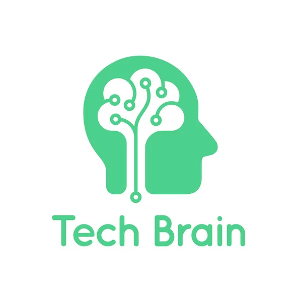 Tech brain, human head as digital circuit board, vector icon. — Stock Vector