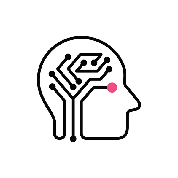 Cerebro humano como placa de circuito digital, icono de vector . — Archivo Imágenes Vectoriales