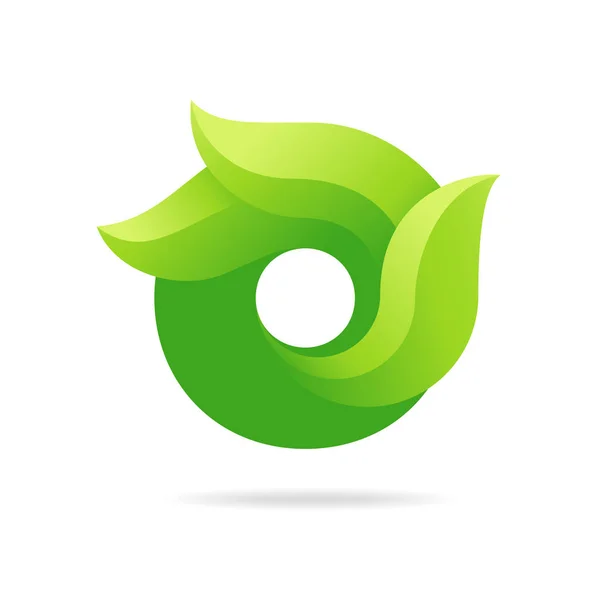 O Symbol mit grünen Blättern. Vektor-Ökodesign. — Stockvektor