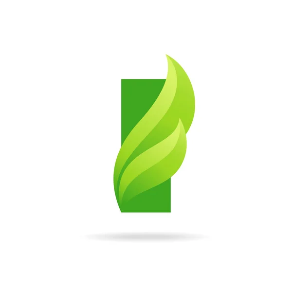 I icon with green leaves. Vector eco design. — Stock Vector