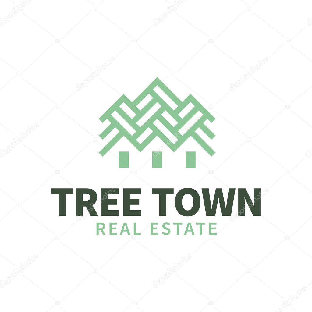 Tree town vector icon, isolated on white background.