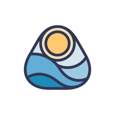 Güneş ve deniz simgesinin grafik tasarım.