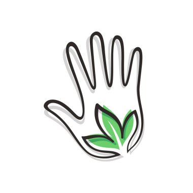 Eko el. Yeşil ekoloji kavramı düşünüyorum. Vektör simgesi.
