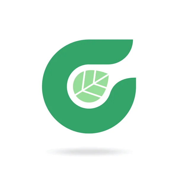 Icône lettre G avec feuille verte. Eco design . — Image vectorielle