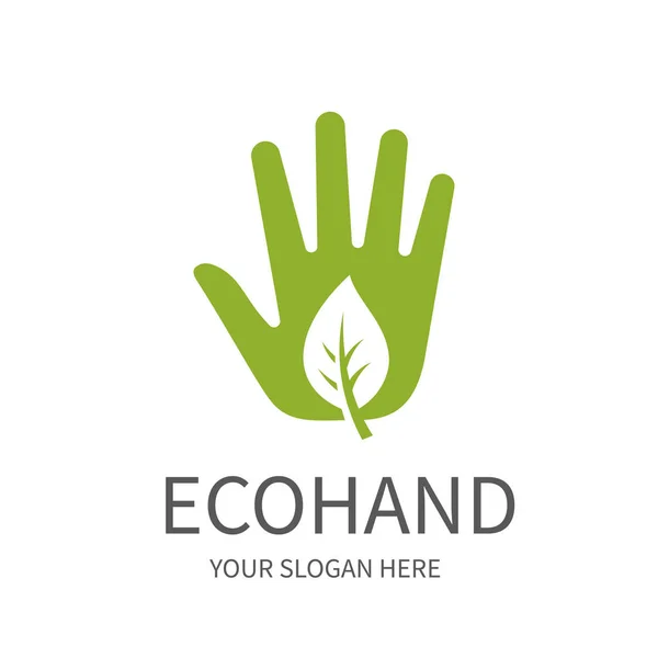 Groene eco hand, vector pictogram. — Stockvector