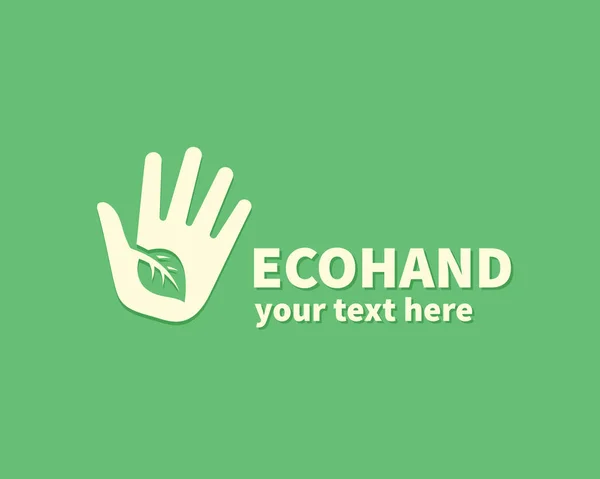 Ecologie concept met groen blad en menselijke hand. — Stockvector