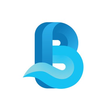 B harfi mavi vektör simge dalga ile.