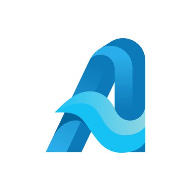 A harfi mavi vektör simge dalga ile.