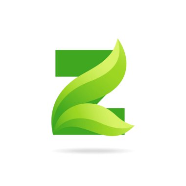 Z simgesi yeşil yaprakları ile. Vektör eko tasarım.