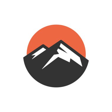 Güneş ile dağlar vektör simgesi.