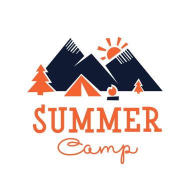 Yaz kampı. Harfler illüstrasyon vektör el çekilmiş.