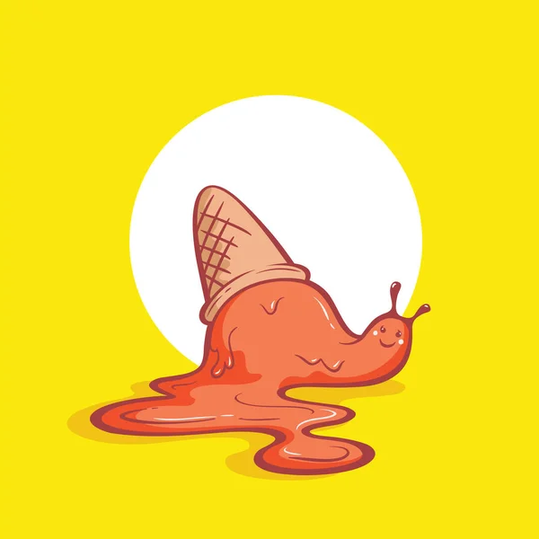 Cone de sorvete de desenhos animados engraçado cair no chão. Ilustração vetorial . — Vetor de Stock