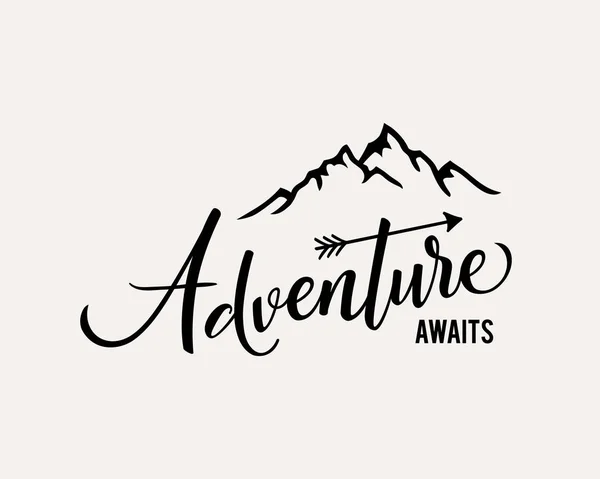 Adventure awaits. Lettering inspiring typography poster. Vector illustration. — Stock Vector