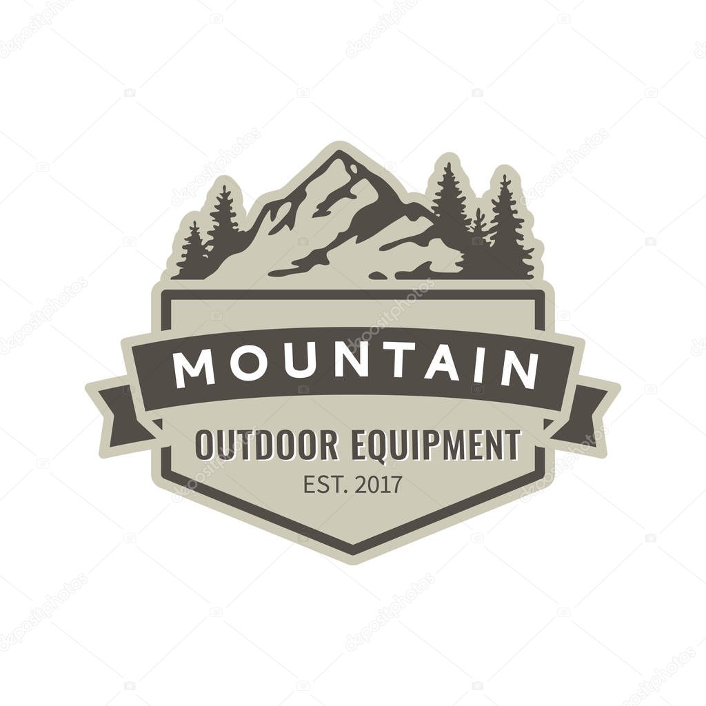 Mountain outdoor equipment. Vector icon.