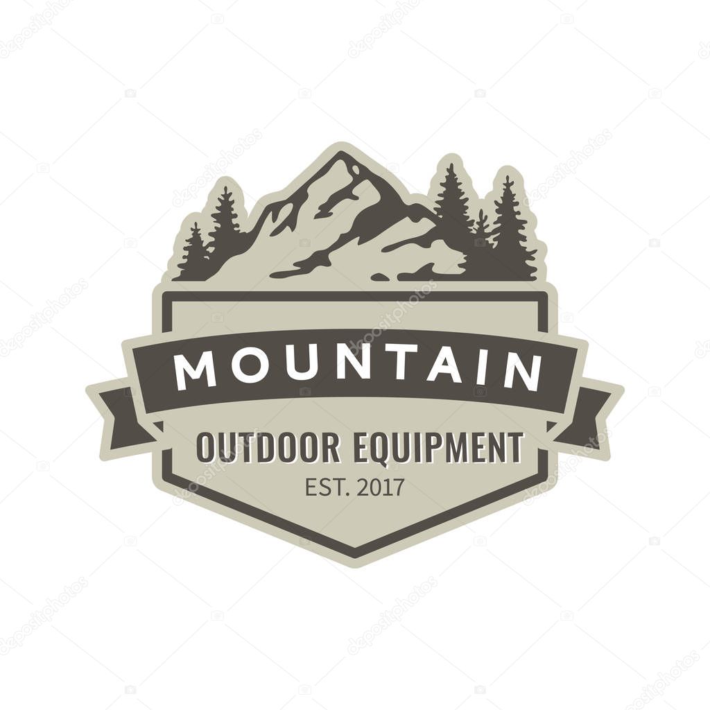 Mountain outdoor equipment. Vector icon isolated on white background.