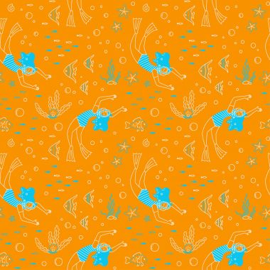 Şnorkel dalış seamless modeli.