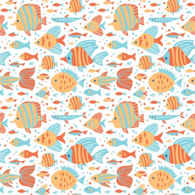 Sorunsuz balık vektör desen.