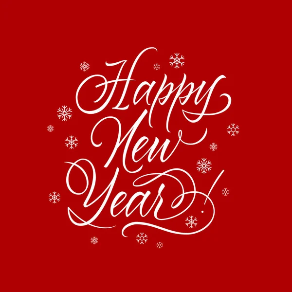 Feliz Ano Novo mão lettering modelo de cartão, ilustração vetorial . Vetores De Stock Royalty-Free