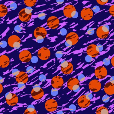 Renkli fırça darbeleri ve noktalarıyla vektörsüz desen, el çizimi soyut doku.