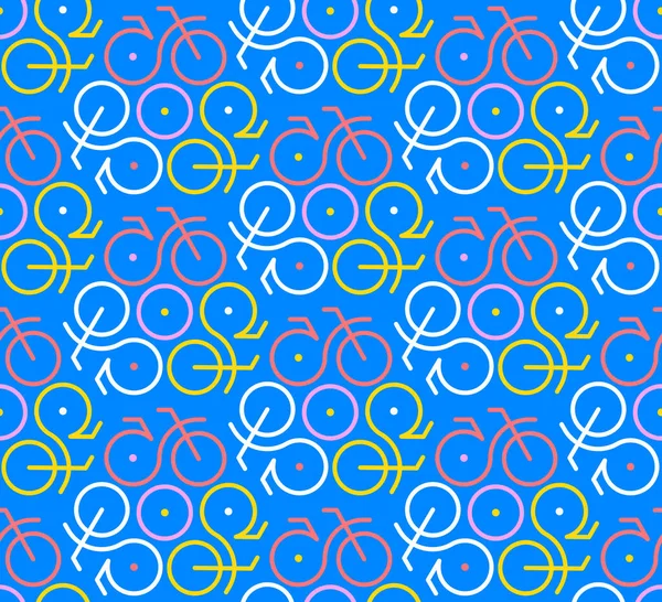 Flat Design Bicycle Colorful Seamless Vector Pattern — Stock Vector