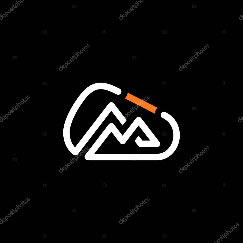 Mountains and carabiner. Climbing vector icon design.
