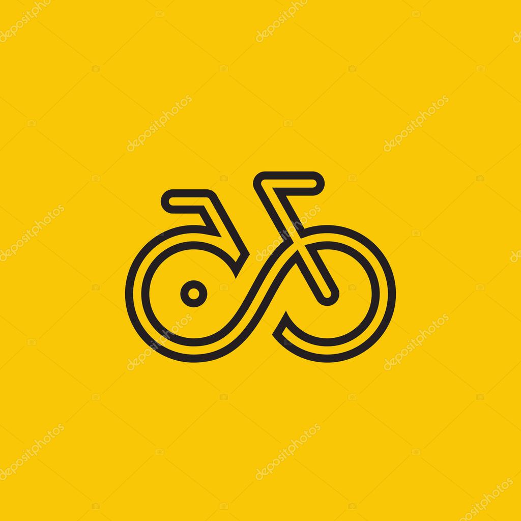 Bicycle sign stylized linear vector icon.