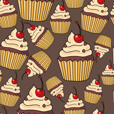 Keklerle kusursuz desen, vektör illüstrasyonu