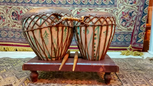 Georgian traditional hand drum. A very old wooden drum