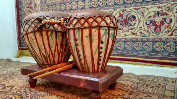 Georgian traditional hand drum. A very old wooden drum
