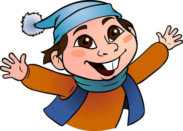 Çocuk mutlu ve ellerini uzatıyor.