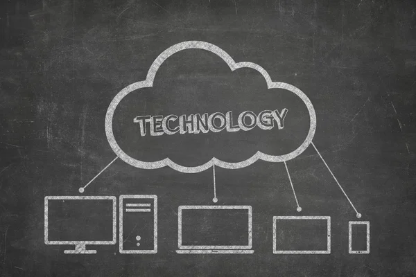 Technology concept on blackboard — Stock Photo, Image