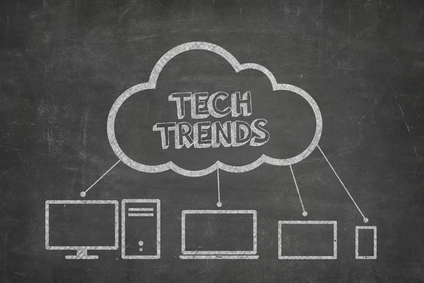 Tech trends concept on blackboard — Stock Photo, Image