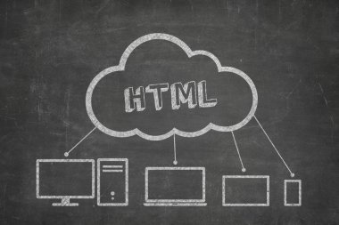 HTML konsepti üzerine yazı tahtası