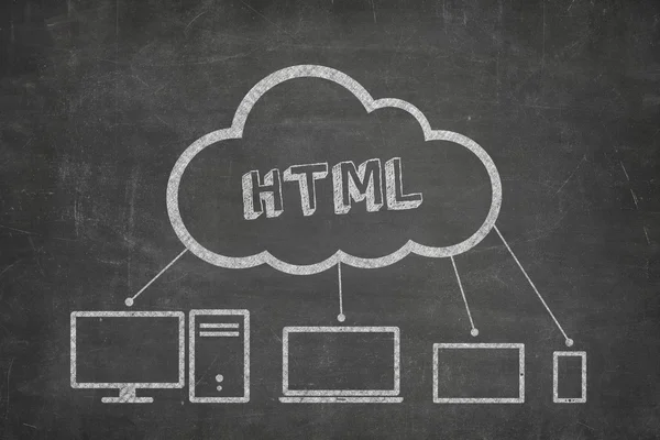 Concepto HTML en pizarra — Foto de Stock