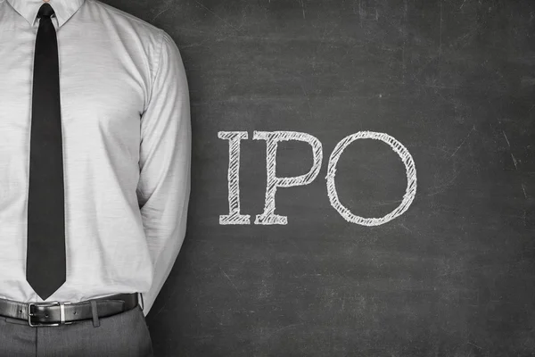 IPO text on blackboard — Stock Photo, Image