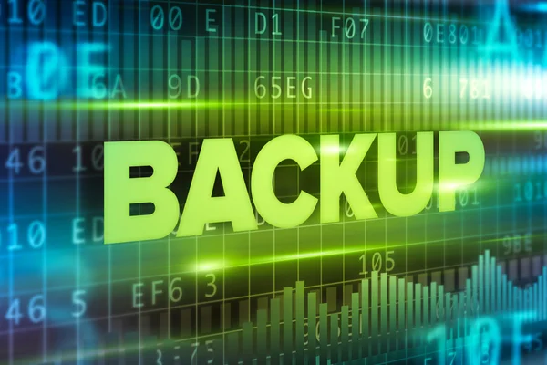 Backup abstraktes Konzept blauer Text blauer Hintergrund — Stockfoto