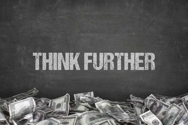 Think further text on black background — Stock Photo, Image