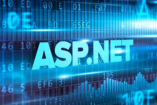 ASP.NET concept abstrait bleu texte bleu fond — Photo