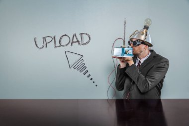 Metin vintage işadamı ile upload