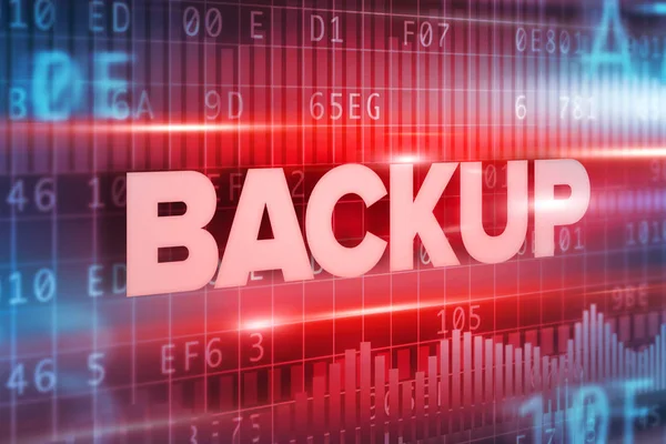 Backup abstraktes Konzept blauer Text blauer Hintergrund — Stockfoto