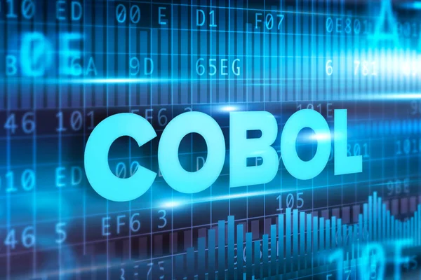 Cobol 抽象的な概念青い青いテキストの背景 — ストック写真