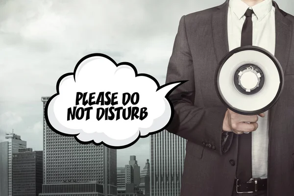 Please do not disturb text on speech bubble with businessman — Stock Photo, Image