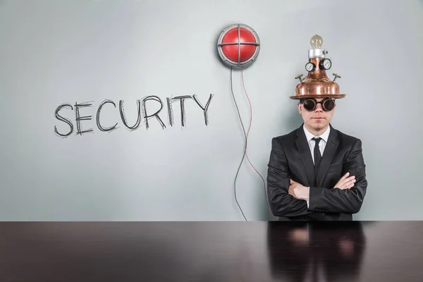 Security text text with vintage businessman — Stock Photo, Image