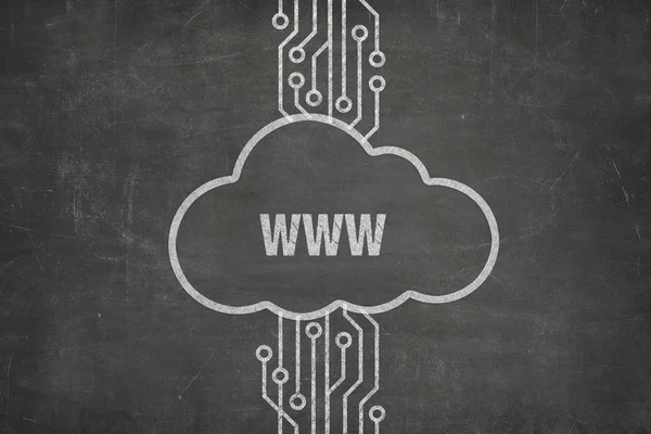 Www text on blackboard with cloud symbol — Stock Photo, Image